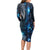 New Zealand Matariki Long Sleeve Bodycon Dress The Tribal Maori Face and Silver Fern