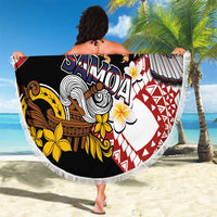 United States and American Samoa Together Beach Blanket Bald Eagle and Polynesian Traditional Culture with Plumeria