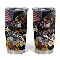 United States and American Samoa Together Tumbler Cup Bald Eagle and Polynesian Traditional Culture with Plumeria