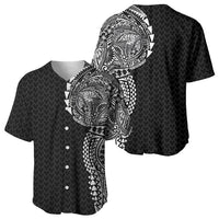 Hawaiian Traditional Tattoos Baseball Jersey Kakau Tribal Tropical Plant Motif Black Color