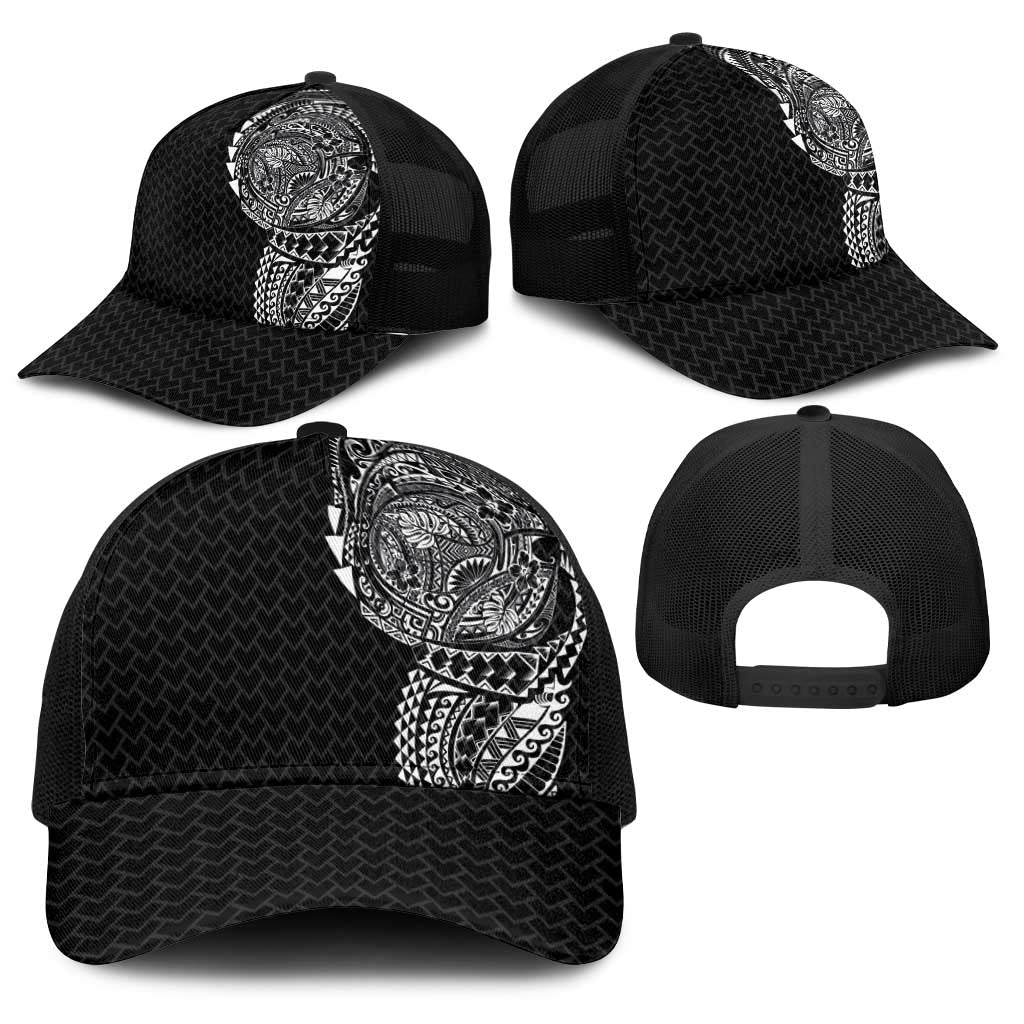 Hawaiian Traditional Tattoos Baseball Net Cap Kakau Tribal Tropical Plants Motif Black Color LT03 - Polynesian Pride