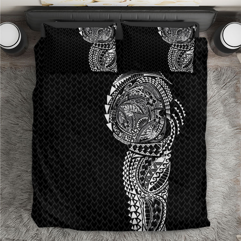 Hawaiian Traditional Tattoos Bedding Set Kakau Tribal Tropical Plant Motif Black Color LT03 Black - Polynesian Pride