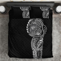 Hawaiian Traditional Tattoos Bedding Set Kakau Tribal Tropical Plant Motif Black Color LT03 Black - Polynesian Pride