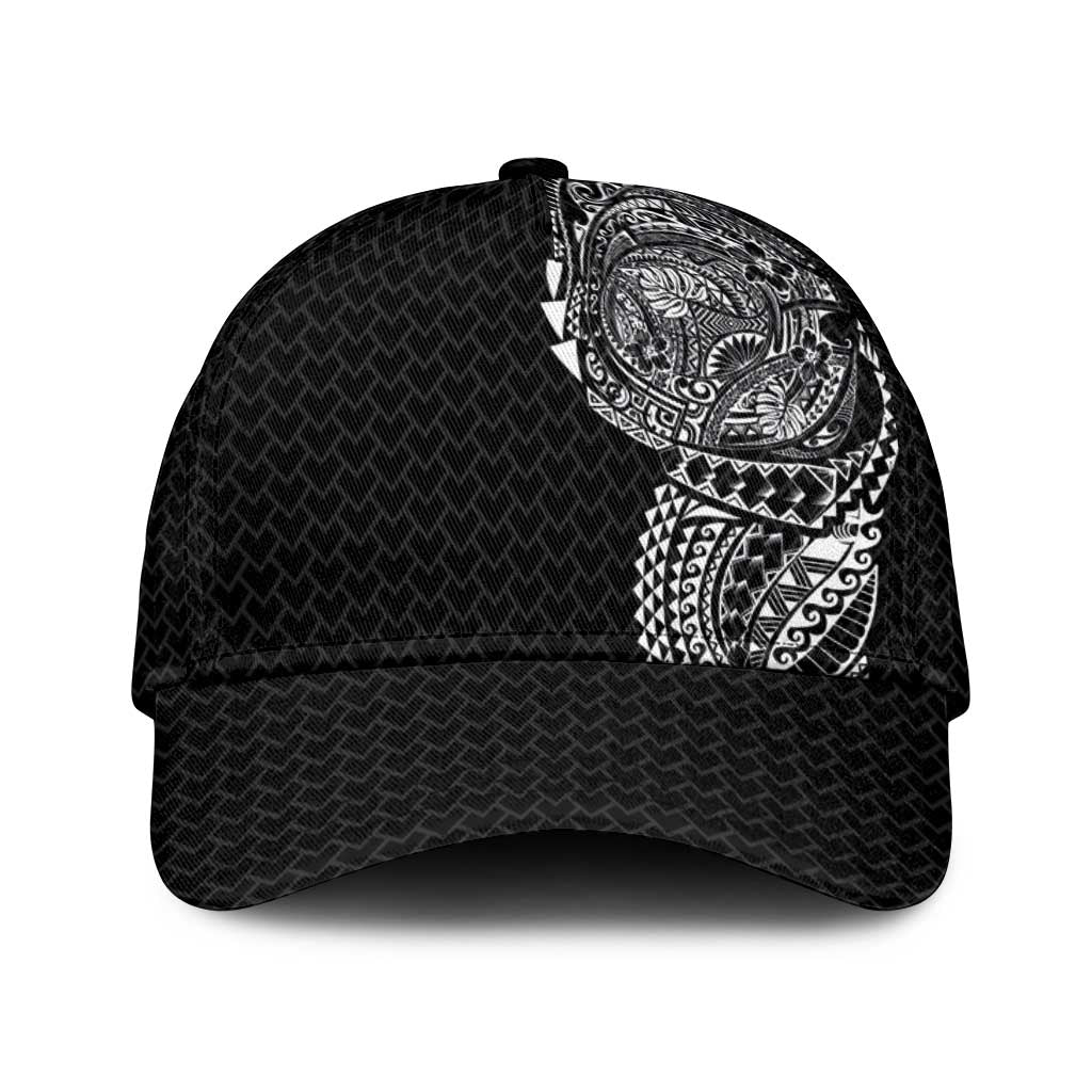 Hawaiian Traditional Tattoos Classic Cap Kakau Tribal Tropical Plants Motif Black Color LT03 Universal Fit Black - Polynesian Pride