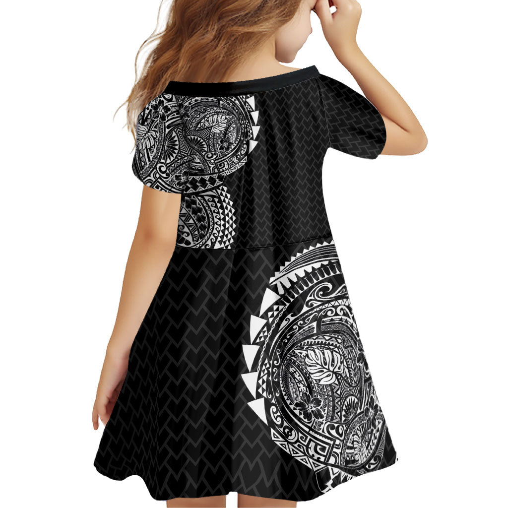 Hawaiian Traditional Tattoos Family Matching Mermaid Dress and Hawaiian Shirt Kakau Tribal Tropical Plant Motif Black Color