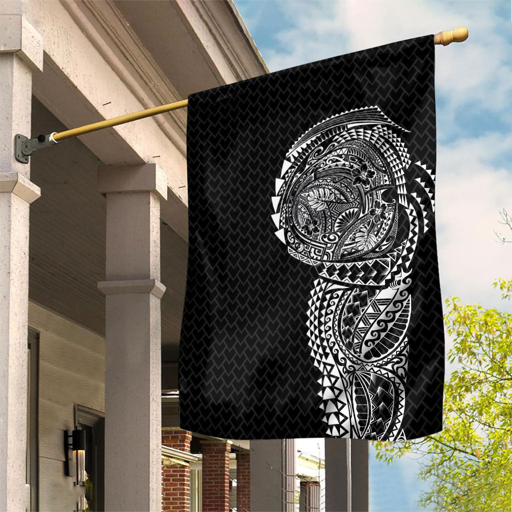 Hawaiian Traditional Tattoos Garden Flag Kakau Tribal Tropical Plant Motif Black Color