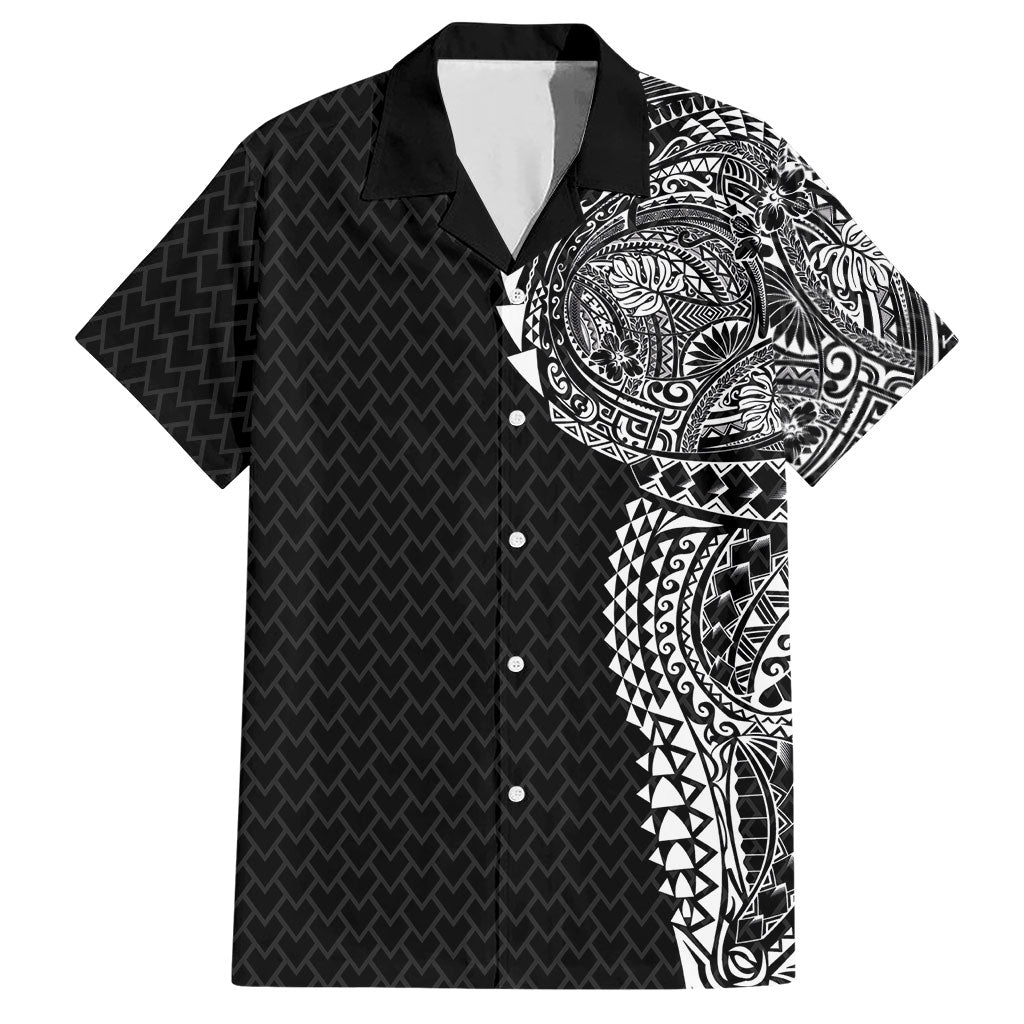 Hawaiian Traditional Tattoos Hawaiian Shirt Kakau Tribal Tropical Plant Motif Black Color