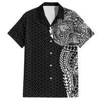 Hawaiian Traditional Tattoos Hawaiian Shirt Kakau Tribal Tropical Plant Motif Black Color