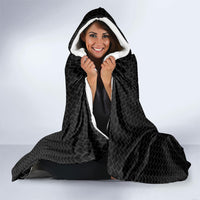 Hawaiian Traditional Tattoos Hooded Blanket Kakau Tribal Tropical Plant Motif Black Color