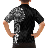Hawaiian Traditional Tattoos Kid Hawaiian Shirt Kakau Tribal Tropical Plant Motif Black Color
