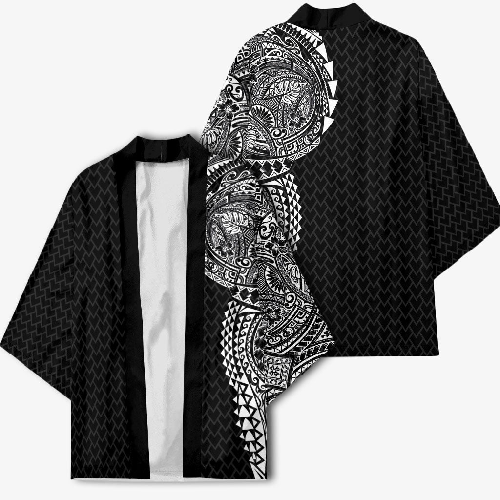 Hawaiian Traditional Tattoos Kimono Kakau Tribal Tropical Plant Motif Black Color