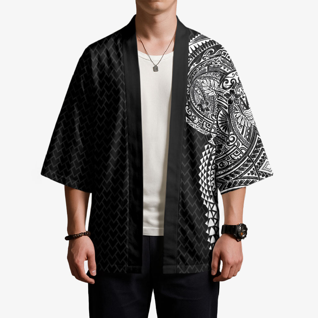 Hawaiian Traditional Tattoos Kimono Kakau Tribal Tropical Plant Motif Black Color