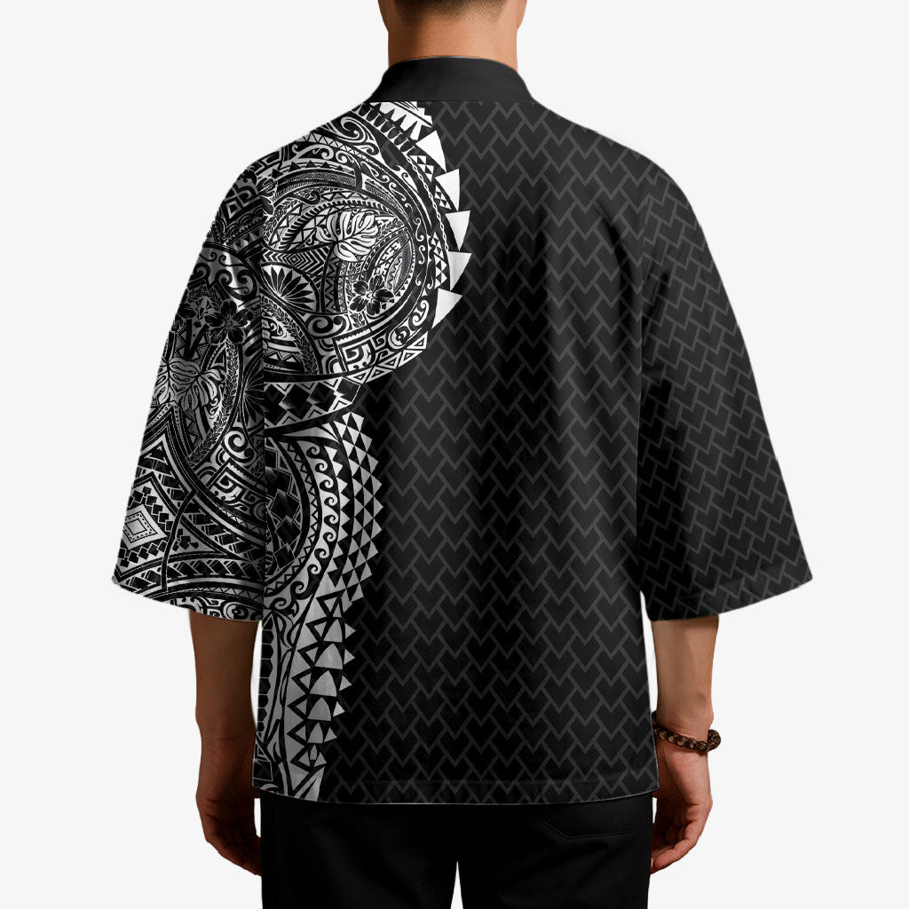 Hawaiian Traditional Tattoos Kimono Kakau Tribal Tropical Plant Motif Black Color