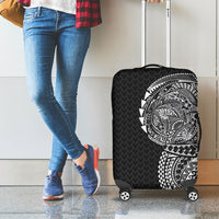 Hawaiian Traditional Tattoos Luggage Cover Kakau Tribal Tropical Plant Motif Black Color