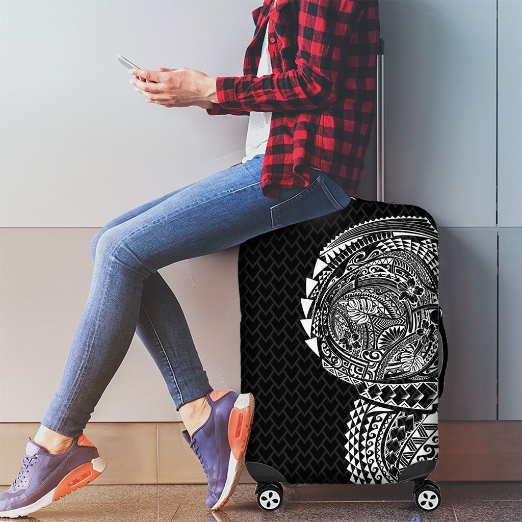 Hawaiian Traditional Tattoos Luggage Cover Kakau Tribal Tropical Plant Motif Black Color