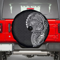 Hawaiian Traditional Tattoos Spare Tire Cover Kakau Tribal Tropical Plant Motif Black Color