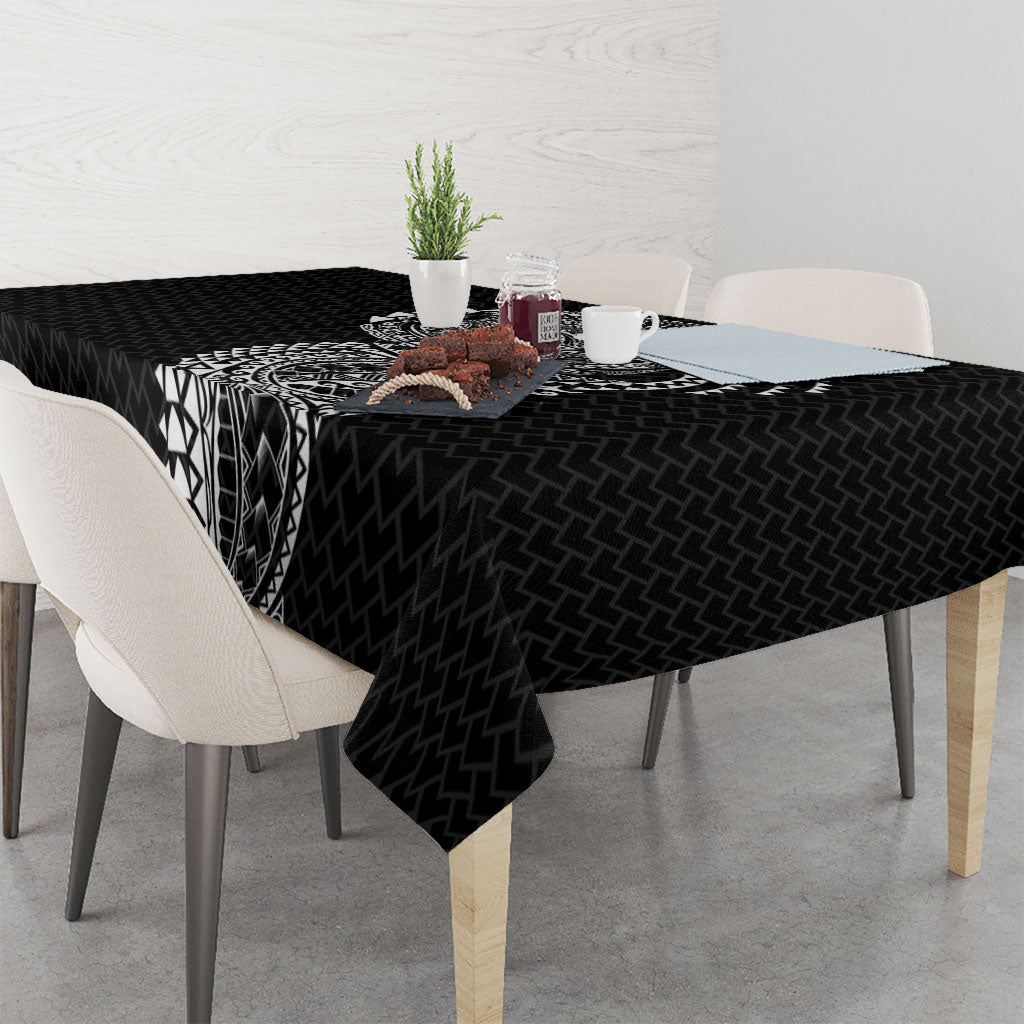 Hawaiian Traditional Tattoos Tablecloth Kakau Tribal Tropical Plant Motif Black Color LT03 - Polynesian Pride