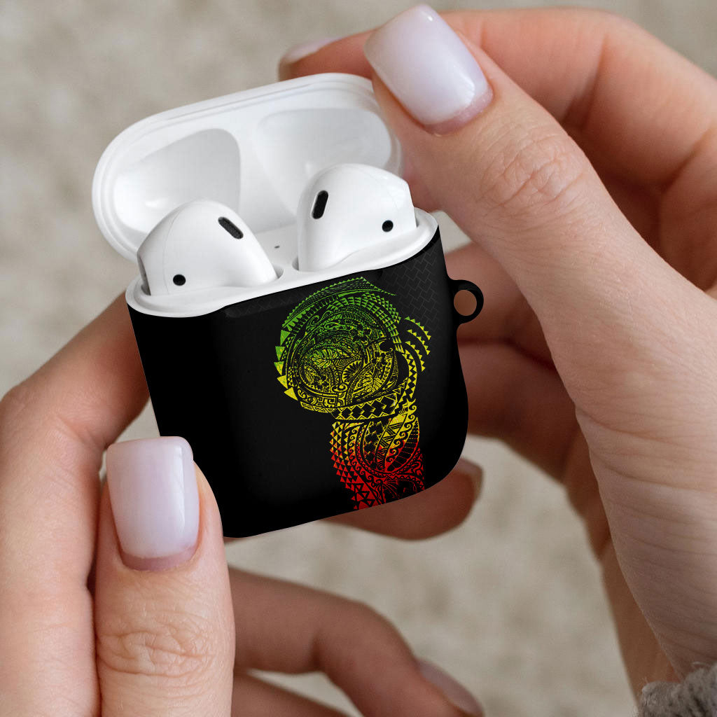Hawaiian Traditional Tattoos AirPods Case Kakau Tribal Tropical Plant Motif Kanaka Maoli Flag Color Inspired
