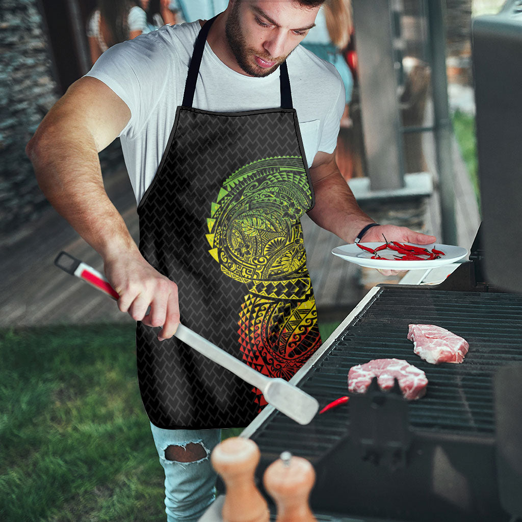 Hawaiian Traditional Tattoos Apron Kakau Tribal Tropical Plant Motif Kanaka Maoli Flag Color Inspired