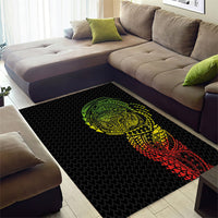 Hawaiian Traditional Tattoos Area Rug Kakau Tribal Tropical Plant Motif Kanaka Maoli Flag Color Inspired