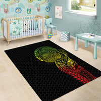 Hawaiian Traditional Tattoos Area Rug Kakau Tribal Tropical Plant Motif Kanaka Maoli Flag Color Inspired