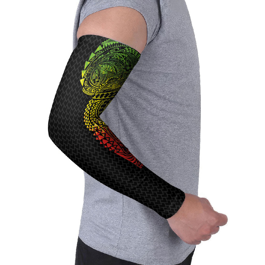 Hawaiian Traditional Tattoos Arm Sleeves Kakau Tribal Tropical Plant Motif Kanaka Maoli Flag Color Inspired