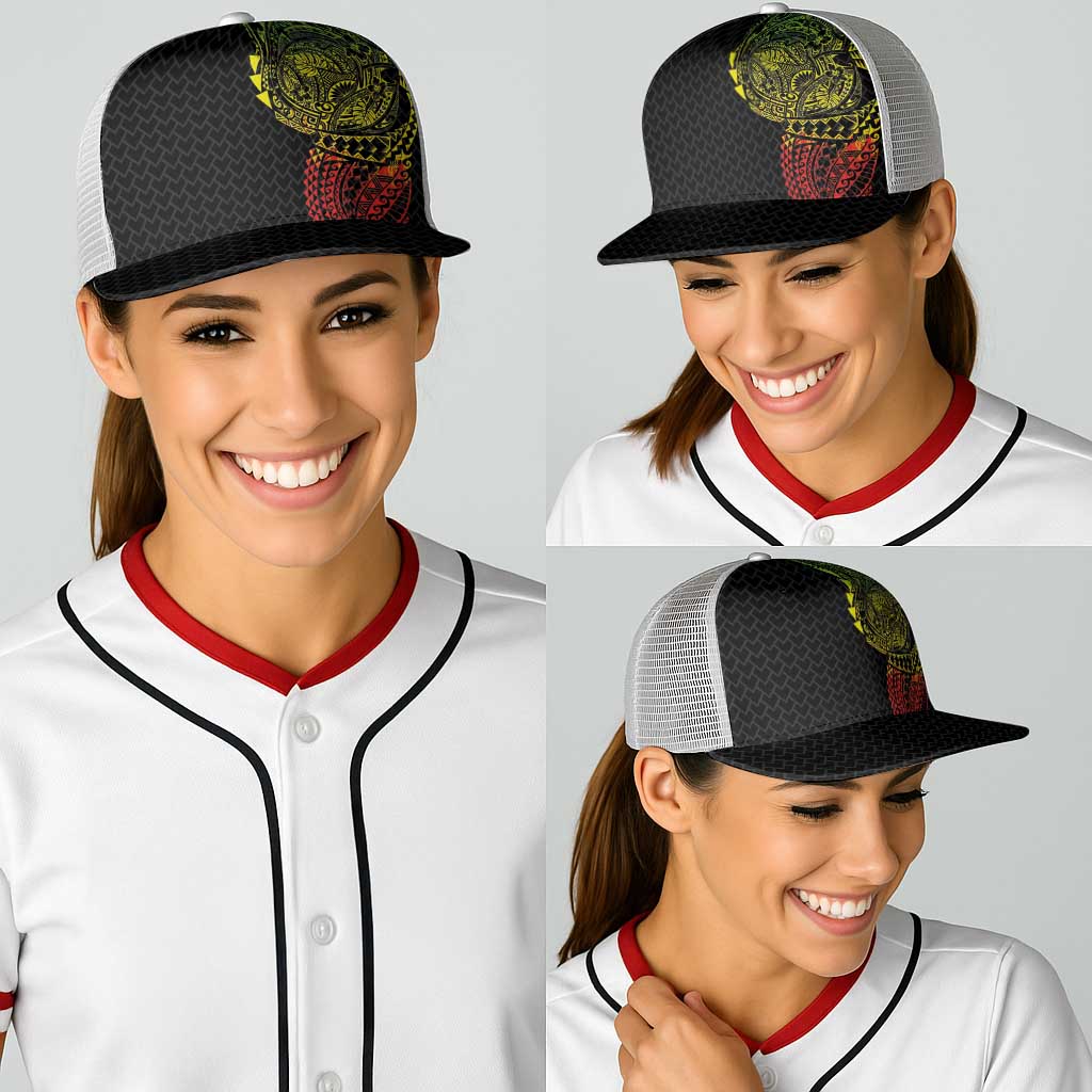 Hawaiian Traditional Tattoos Baseball Net Cap Kakau Tribal Tropical Plants Motif Kanaka Maoli Flag Color Inspired
