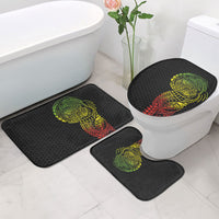 Hawaiian Traditional Tattoos Bathroom Set Kakau Tribal Tropical Plant Motif Kanaka Maoli Flag Color Inspired