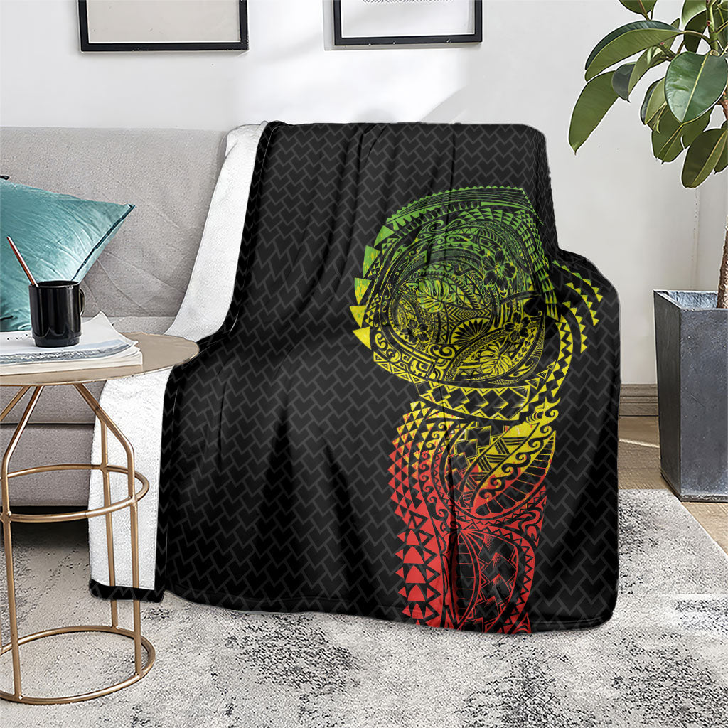 Hawaiian Traditional Tattoos Blanket Kakau Tribal Tropical Plant Motif Kanaka Maoli Flag Color Inspired