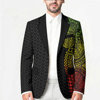 Hawaiian Traditional Tattoos Blazer Kakau Tribal Tropical Plant Motif Kanaka Maoli Flag Color Inspired