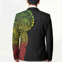 Hawaiian Traditional Tattoos Blazer Kakau Tribal Tropical Plant Motif Kanaka Maoli Flag Color Inspired