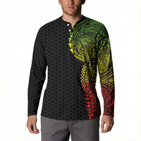 Hawaiian Traditional Tattoos Button Sweatshirt Kakau Tribal Tropical Plant Motif Kanaka Maoli Flag Color Inspired