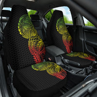 Hawaiian Traditional Tattoos Car Seat Cover Kakau Tribal Tropical Plant Motif Kanaka Maoli Flag Color Inspired