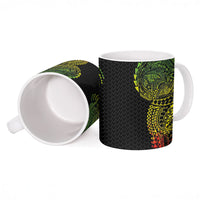Hawaiian Traditional Tattoos Ceramic Mug Kakau Tribal Tropical Plant Motif Kanaka Maoli Flag Color Inspired