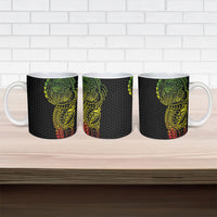 Hawaiian Traditional Tattoos Ceramic Mug Kakau Tribal Tropical Plant Motif Kanaka Maoli Flag Color Inspired