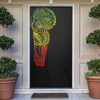 Hawaiian Traditional Tattoos Door Cover Kakau Tribal Tropical Plant Motif Kanaka Maoli Flag Color Inspired