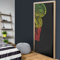 Hawaiian Traditional Tattoos Door Cover Kakau Tribal Tropical Plant Motif Kanaka Maoli Flag Color Inspired