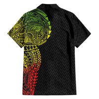 Hawaiian Traditional Tattoos Family Matching Long Sleeve Bodycon Dress and Hawaiian Shirt Kakau Tribal Tropical Plant Motif Kanaka Maoli Flag Color Inspired