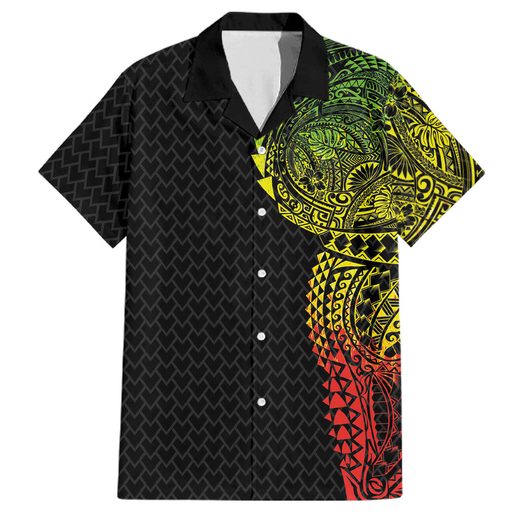 Hawaiian Traditional Tattoos Family Matching Mermaid Dress and Hawaiian Shirt Kakau Tribal Tropical Plant Motif Kanaka Maoli Flag Color Inspired