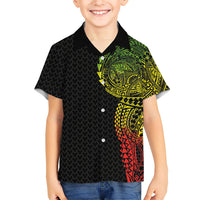 Hawaiian Traditional Tattoos Family Matching Mermaid Dress and Hawaiian Shirt Kakau Tribal Tropical Plant Motif Kanaka Maoli Flag Color Inspired