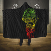 Hawaiian Traditional Tattoos Hooded Blanket Kakau Tribal Tropical Plant Motif Kanaka Maoli Flag Color Inspired
