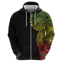 Hawaiian Traditional Tattoos Hoodie Kakau Tribal Tropical Plant Motif Kanaka Maoli Flag Color Inspired