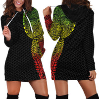 Hawaiian Traditional Tattoos Hoodie Dress Kakau Tribal Tropical Plant Motif Kanaka Maoli Flag Color Inspired