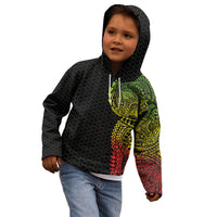 Hawaiian Traditional Tattoos Kid Hoodie Kakau Tribal Tropical Plant Motif Kanaka Maoli Flag Color Inspired