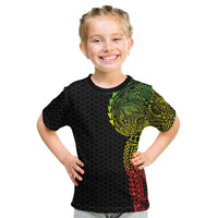Hawaiian Traditional Tattoos Kid T Shirt Kakau Tribal Tropical Plant Motif Kanaka Maoli Flag Color Inspired