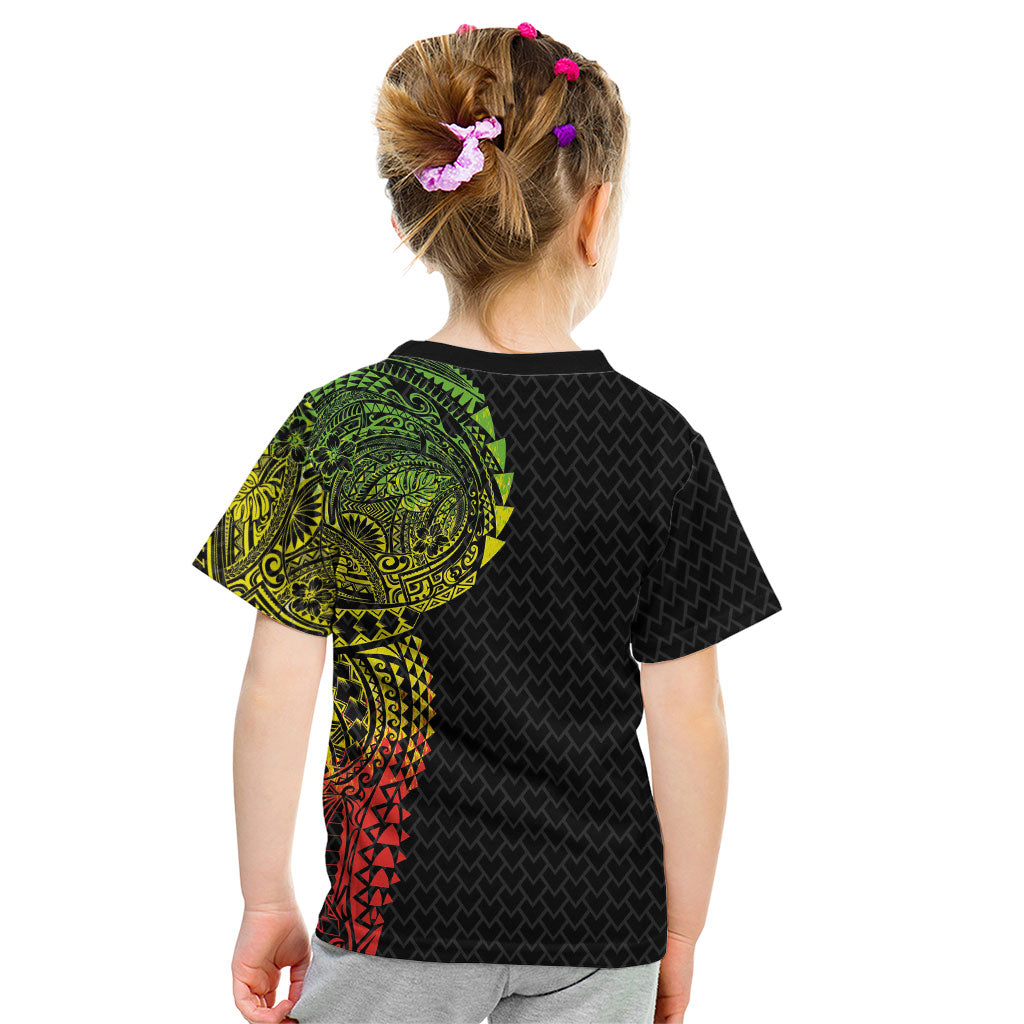 Hawaiian Traditional Tattoos Kid T Shirt Kakau Tribal Tropical Plant Motif Kanaka Maoli Flag Color Inspired