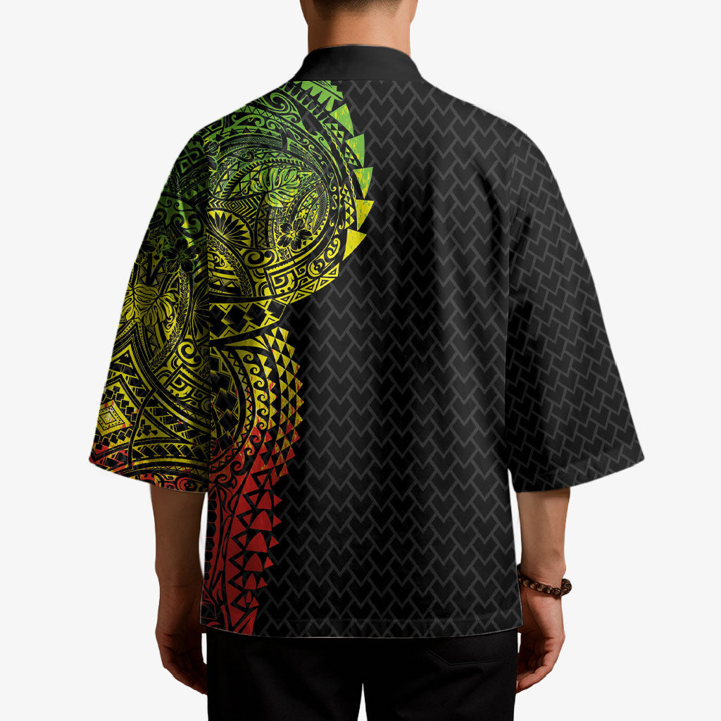 Hawaiian Traditional Tattoos Kimono Kakau Tribal Tropical Plant Motif Kanaka Maoli Flag Color Inspired
