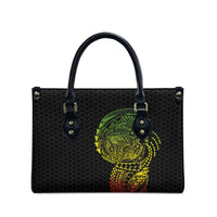 Hawaiian Traditional Tattoos Leather Bag Kakau Tribal Tropical Plant Motif Kanaka Maoli Flag Color Inspired