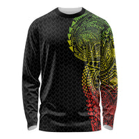 Hawaiian Traditional Tattoos Long Sleeve Shirt Kakau Tribal Tropical Plant Motif Kanaka Maoli Flag Color Inspired