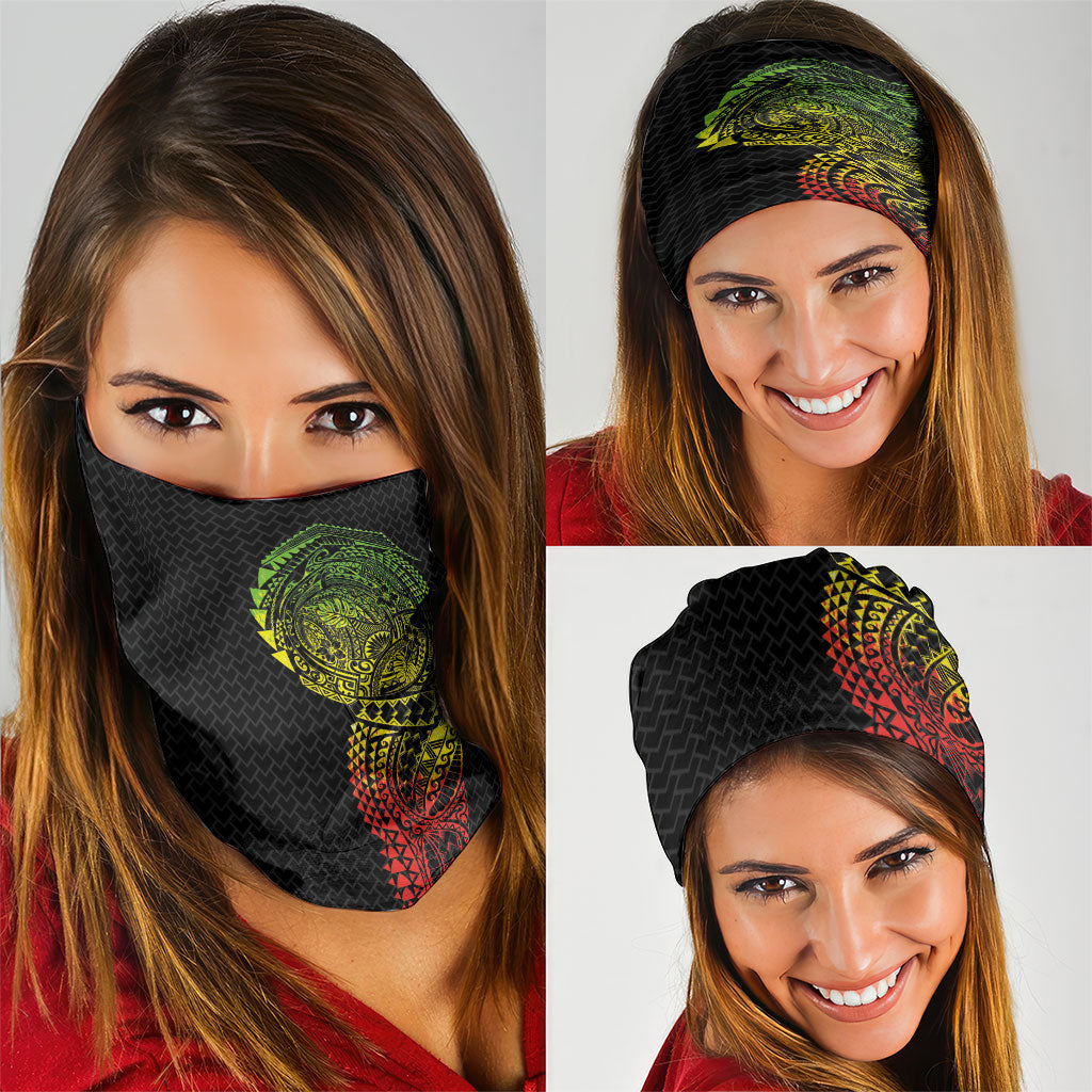 Hawaiian Traditional Tattoos Neck Gaiter Kakau Tribal Tropical Plant Motif Kanaka Maoli Flag Color Inspired